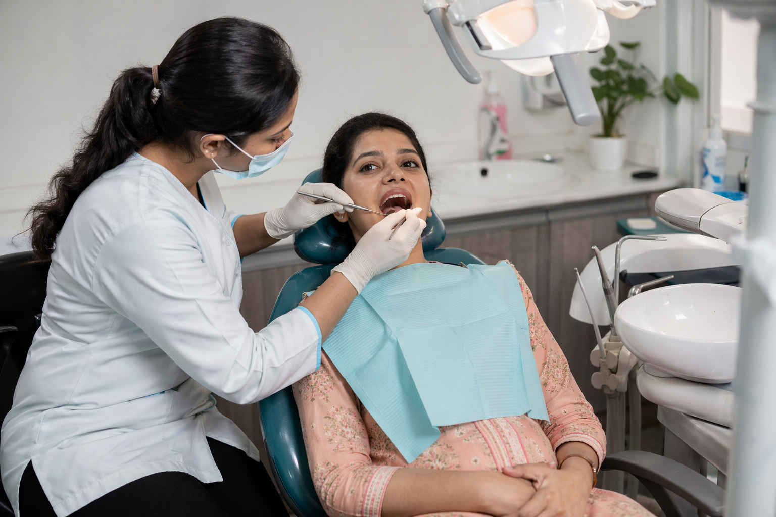 Dental examination closeup